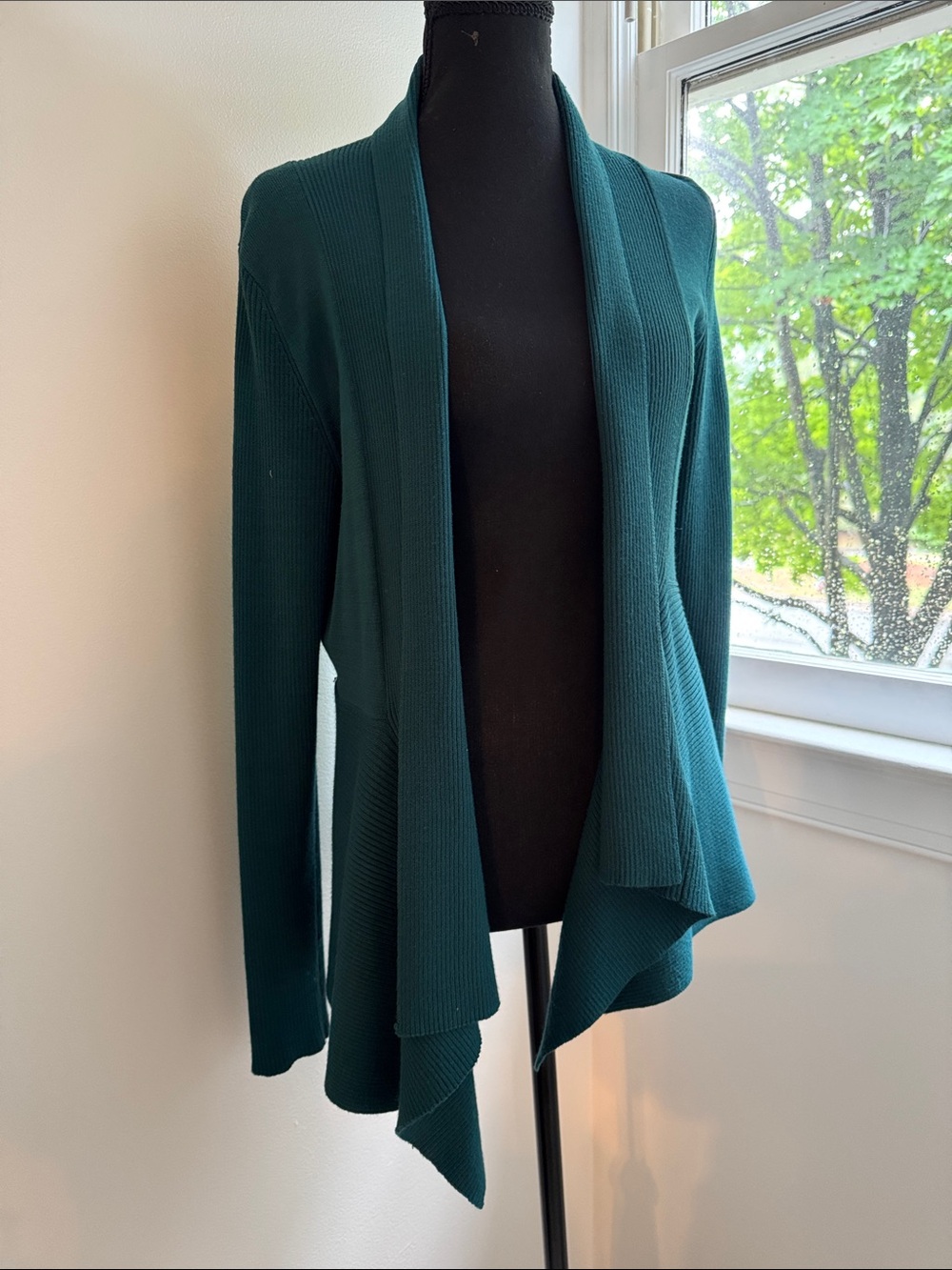 Open-Front Draped Cardigan Sweater - Beautiful Teal Green
